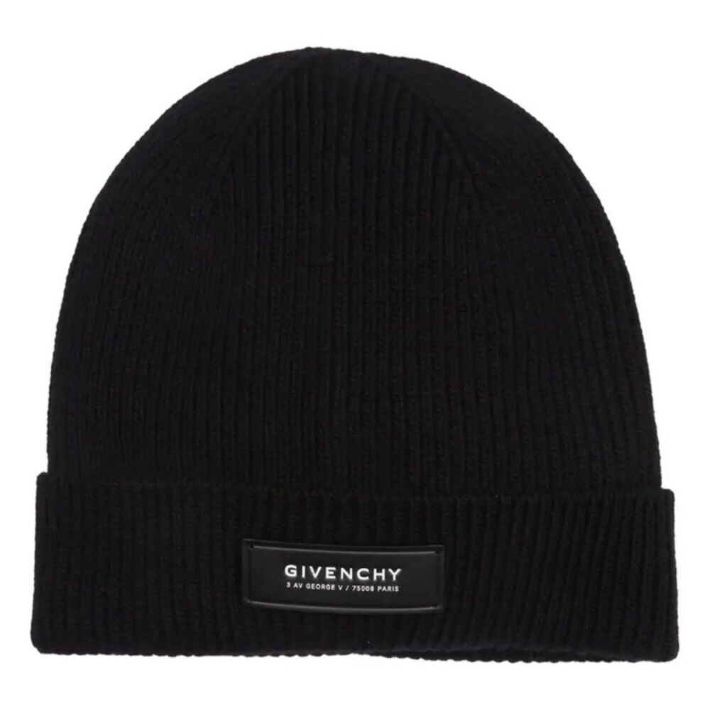 Givenchy Men’s Black Ribbed Knit wool cashmere blend Beanie